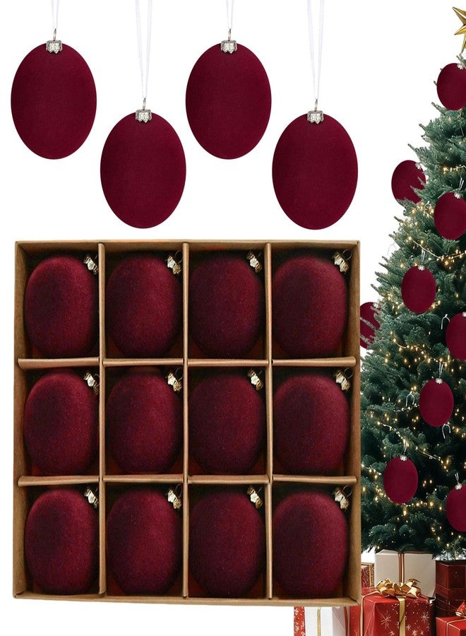 MALOKI Velvet Christmas Ornaments Balls 12Pcs 2.36 Inch Flocked Ornaments Christmas Tree Ball Shatterproof Decorative Plastic Balls Hanging Ornaments for Holiday Party Decor - Image 1